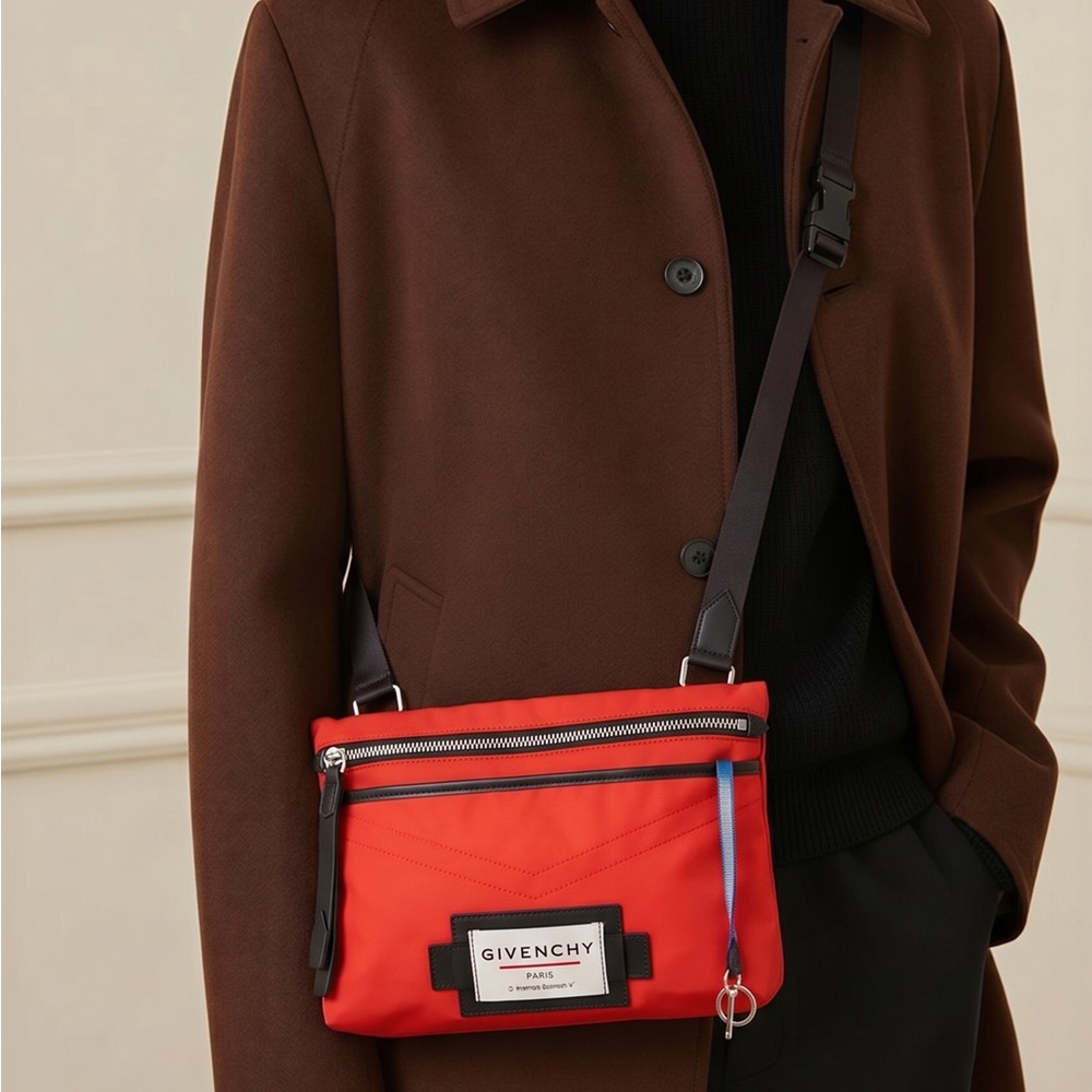 NWT Givenchy Red Downtown Flat Crossbody Bag Men’s Authentic
